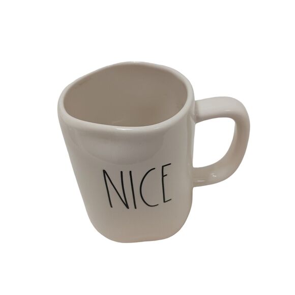 Rae Dunn Oversized Cup " NICE " Coffee Mug Tea WHITE Farmhouse Oversized Artsy - Picture 9 of 13